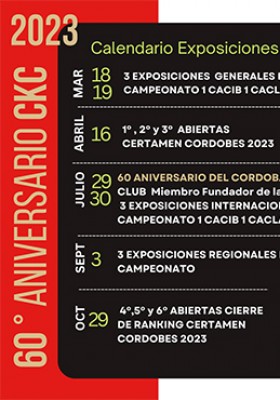 CALENDARIO EXPOSICIONES CORDOBA KENNEL CLUB 2023...