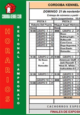 Horarios 21 de Noviembre 3 Exposiciones Regionales...